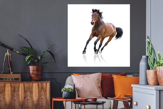 Muurstickers - Sticker Folie - Paard - Bruin - Wit - 100x100 cm - Plakfolie - Muurstickers Kinderkamer - Zelfklevend Behang XXL - Zelfklevend behangpapier - Stickerfolie