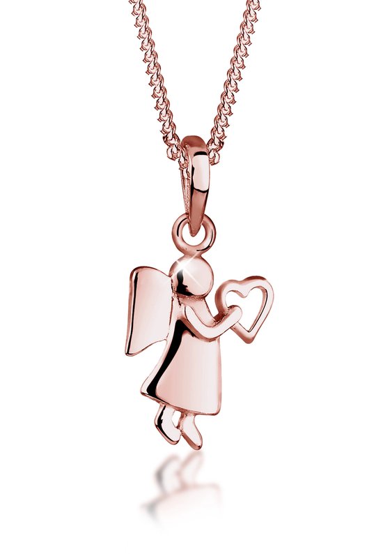 Yumilok Halsketting met engelenvleugels, 925 sterling zilver, in elkaar verstrengelde harthanger, halsketting met hanger, voor dames en meisjes, Sterling zilver, Geen edelsteen