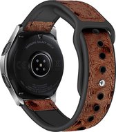 Strap-it smartwatch bandje leer - leren siliconen hybrid bandje geschikt voor Huawei Watch GT 2 42mm / GT 3 42mm / GT 3 Pro 43mm - Polar Ignite / Ignite 2 / Ignite 3 / Unite / Pacer - Amazfit GTS 1-2-3-4 / Bip / GTR 42mm - bruin
