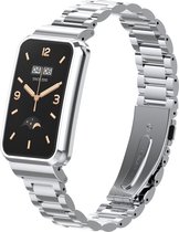 Stalen Smartwatch bandje - Geschikt voor Xiaomi Smart Band 7 Pro stalen bandje - zilver - Strap-it Horlogeband / Polsband / Armband