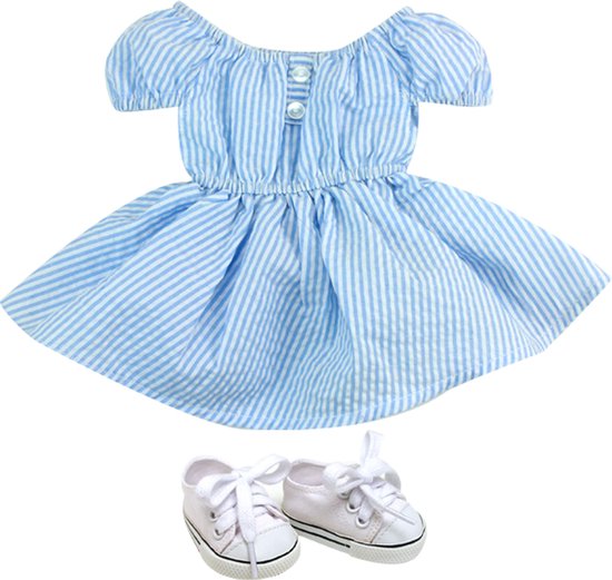 Sophia's by Teamson Kids 45.7 cm Pop met Blond Haar - Blauw/Wit Gestreepte Jurk en Canvas Sneakers - Poppen Speelgoed - "Sophia" van Merkloos — afbeelding 5
