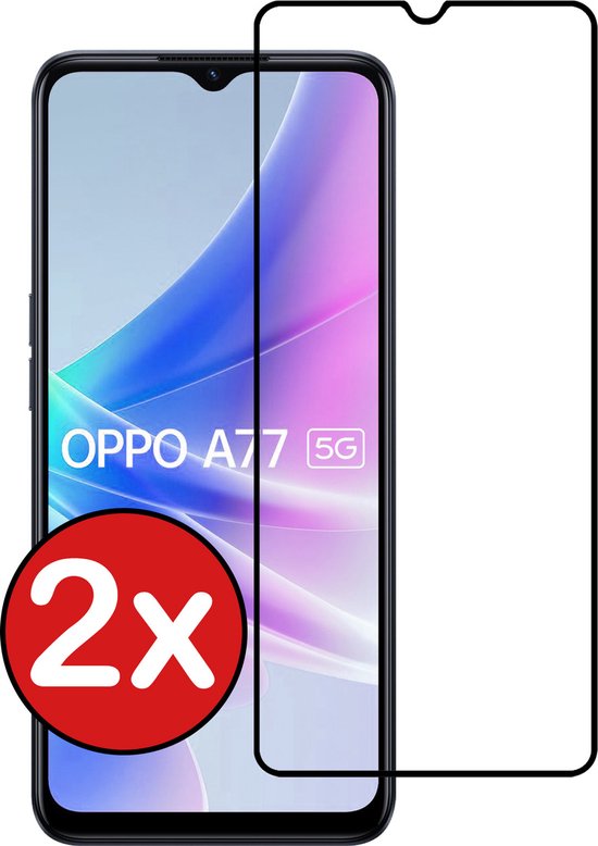 Screenprotector Geschikt voor OPPO A77 Screenprotector Glas Gehard Tempered Glass Full Cover - Screenprotector Geschikt voor OPPO A77 Screen Protector Screen Cover - 2 PACK.