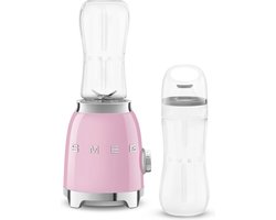 SMEG PBF01PKEU Personal Blender - Smoothie Blender To Go - 300W - 2x 600 ml Tritan™ Renew Drinkflessen - 2 Snelheden - '50s Style - Roze