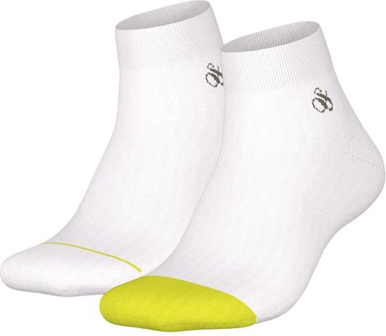 Scotch & Soda Dip Toe Quarter Sock (2-pack) - heren hoge enkelsokken - wit - Maat: 39-42