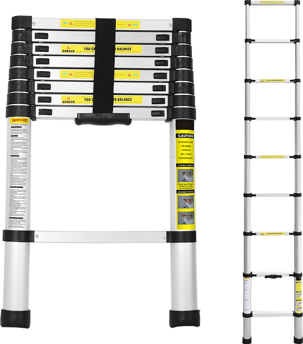 IMTEX Telescopische ladder - aluminium - 3.80 meter hoog