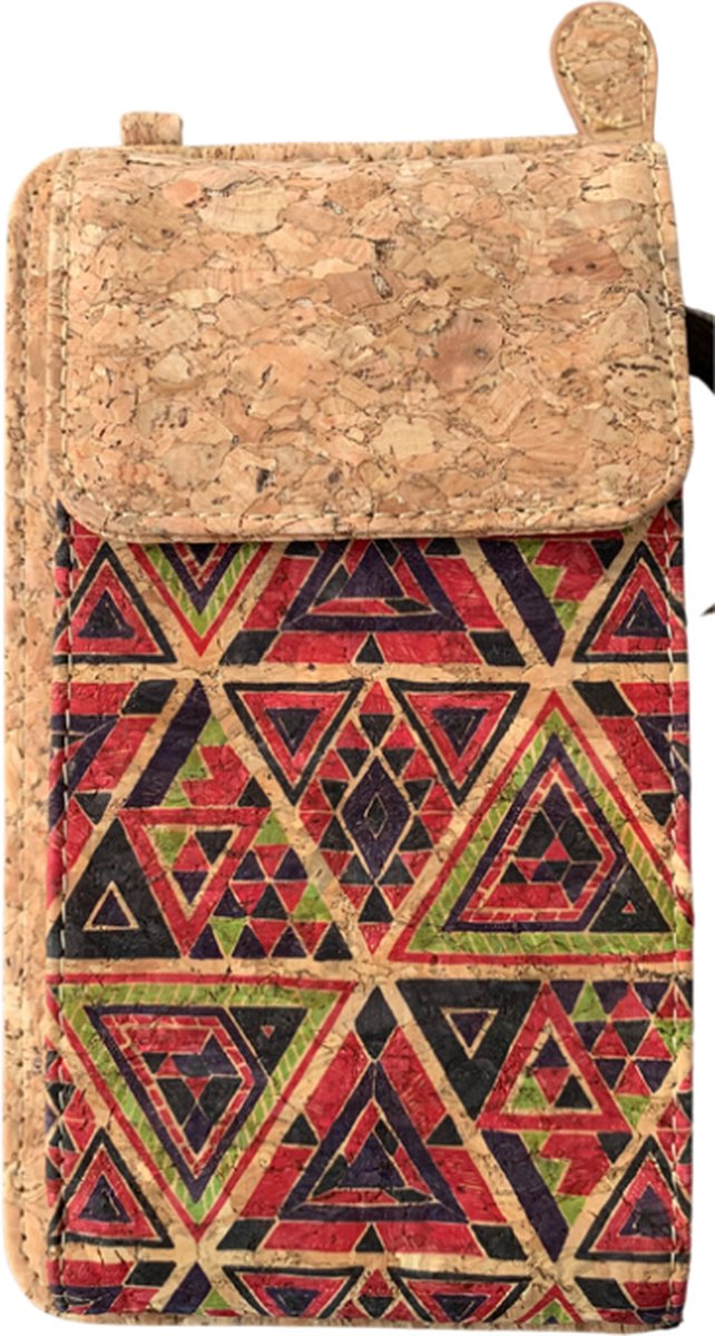 green-goose® Kurk Telefoontasje Portemonnee | Triangle | 19x11x4 cm | Duurzaam Biologisch Afbreekbaar | Handgemaakt in Portugal