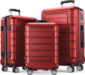Travelsuitcase - Kofferset Como 3delig - Reiskoffers met cijferslot en op wielen - Stevig ABS - Rood