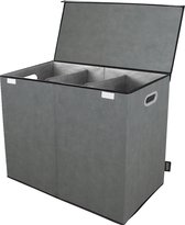 MIRI Wasmand – 3 Vakken met Deksel – Wassorteerder – Grijs – 120 Liter – Wasbox – Opvouwbaar – Organizer Kleding – Laundry Basket