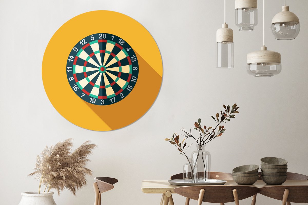 illustration d'un jeu de fléchettes sur un mur jaune Assiette en plastique  cercle