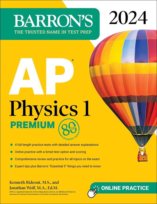 Barron's Test Prep AP Physics 1 Premium, 2024 4 Practice Tests