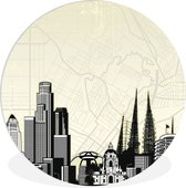 WallCircle - Wandcirkel ⌀ 140 - Los Angeles - Skyline - Kaart - Ronde schilderijen woonkamer - Wandbord rond - Muurdecoratie cirkel - Kamer decoratie binnen - Wanddecoratie muurcirkel - Woonaccessoires