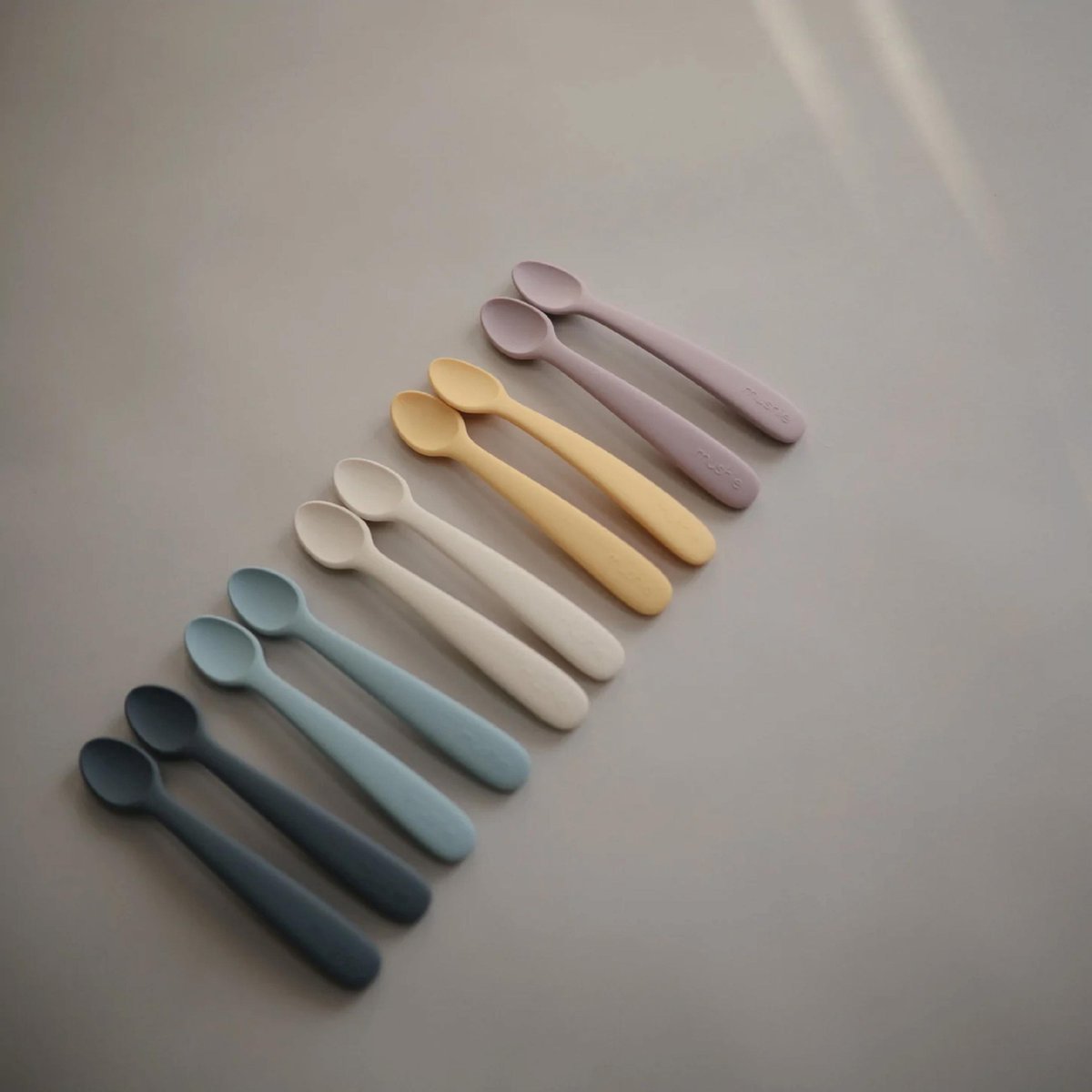 MUSHIE Silicone Toddler Starter Spoons - Blush/Sand - The Spotted