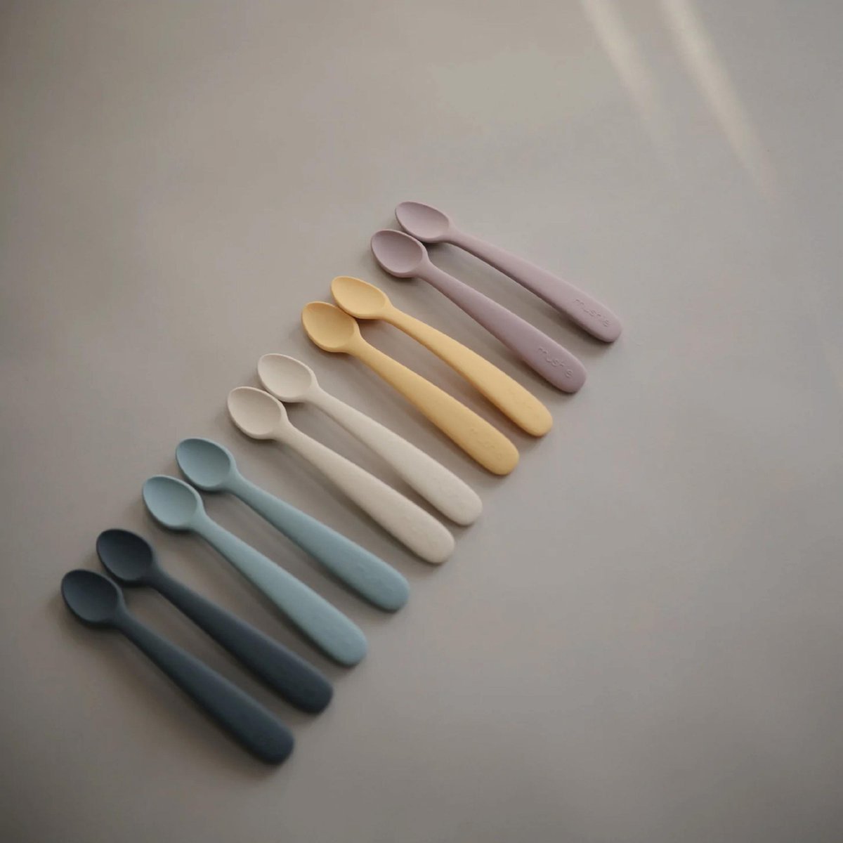 MUSHIE Silicone Toddler Starter Spoons - Blush/Sand - The Spotted Goose