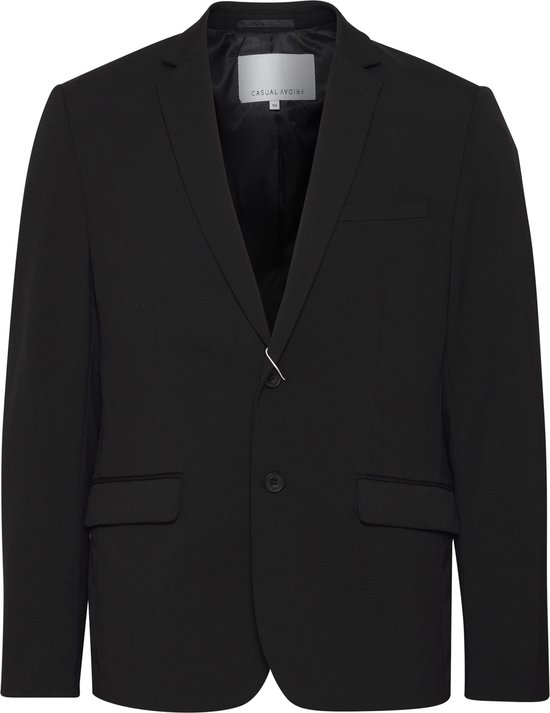 Zwart colbert van Casual Friday met enkele knoopsluiting, twee klepzakken en een borstzakje. Binnenkant met label.