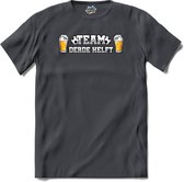 Team derde helft- Oranje elftal WK / EK voetbal kampioenschap - bier feest kleding - grappige zinnen, spreuken en teksten - T-Shirt - Dames - Mouse Grey - Maat L