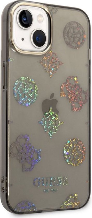 Glitter arrière à paillettes Guess 4G Peony pour Apple iPhone 14 Plus (6,7") - Zwart