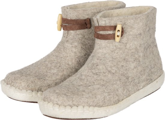 Vilten damesslof High Boots light grey Colour:Lichtgrijs/ Ecru Size:35