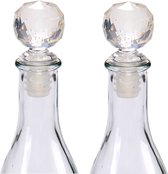 Arte r Bouchon de vin/bouchon de bouteille - 2x - plastique - aspect diamant - 7 x 4 cm