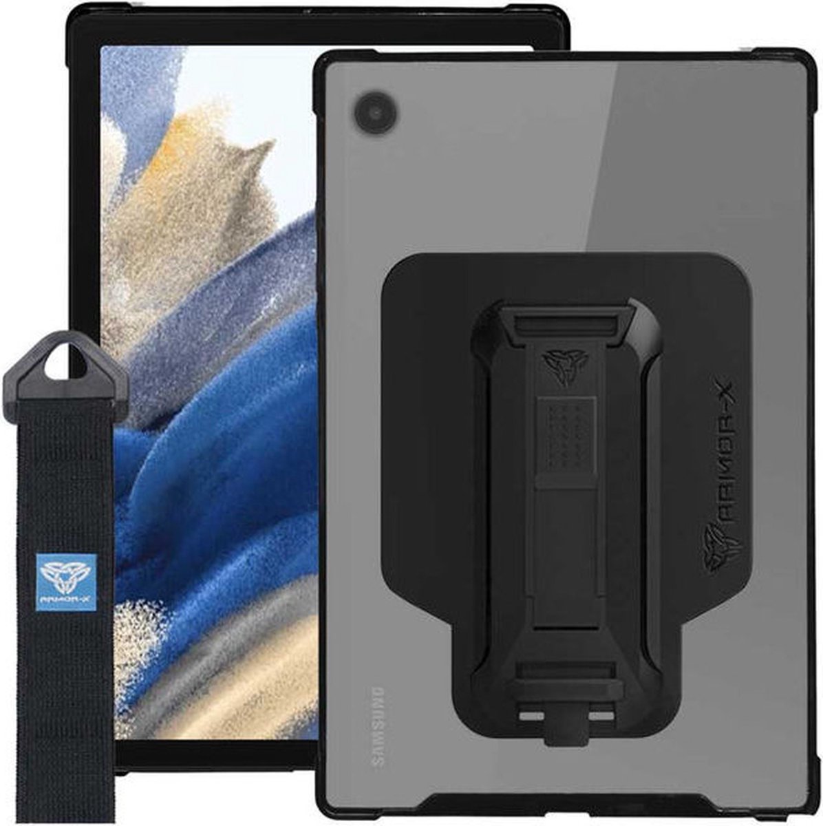 Armor-X Hoes Shockproof met Strap Zwart Geschikt voor Samsung Galaxy Tab A7 Lite