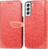 Luxe Telefoonhoesje voor Samsung Galaxy S22 | Hoogwaardig Leren Bookcase | Lederen Wallet Case | Luxe Uitstraling | Pasjeshouder | Rood