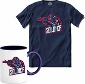 Tactical Soldier | Airsoft - Paintball | leger sport kleding - T-Shirt met mok - Unisex - Navy Blue - Maat 4XL