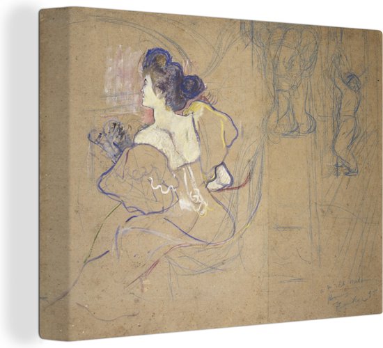 Canvas Schilderij Madame Thadée Natanson - Schilderij van Henri de Toulouse-Lautrec - 40x30 cm - Wanddecoratie