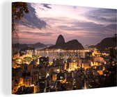 Canvas Schilderij Brazilië - Avond - Rio de Janeiro - 120x80 cm - Wanddecoratie