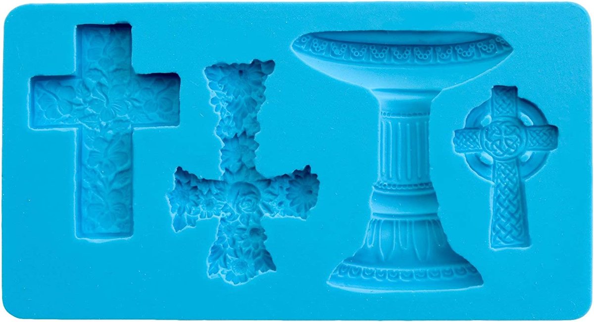 Fondant-3D-bakvorm kruis, siliconen, blauw, 12,5 x 8 x 12,5 cm