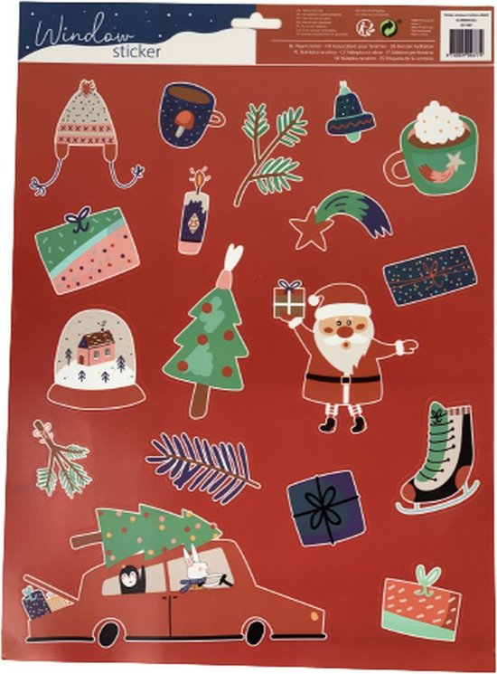 Stickers Fenêtres de Noël - Assorti - Multicolore - Bus de Noël - Décorations de Noël - Décoration de Noël - Noël - Décoration de fenêtre