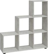 vidaXL - Boekenkast - trapvormig - 107 - cm - bewerkt - hout - betongrijs