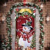 Noël bonhomme de neige porte bannière décoration Noël porte couverture toile de fond fête de Noël photographie fond intérieur extérieur maison école hiver nouvel an, 180 x 80 cm