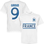 Frankrijk Giroud 9 Team T-Shirt - Wit - 5XL