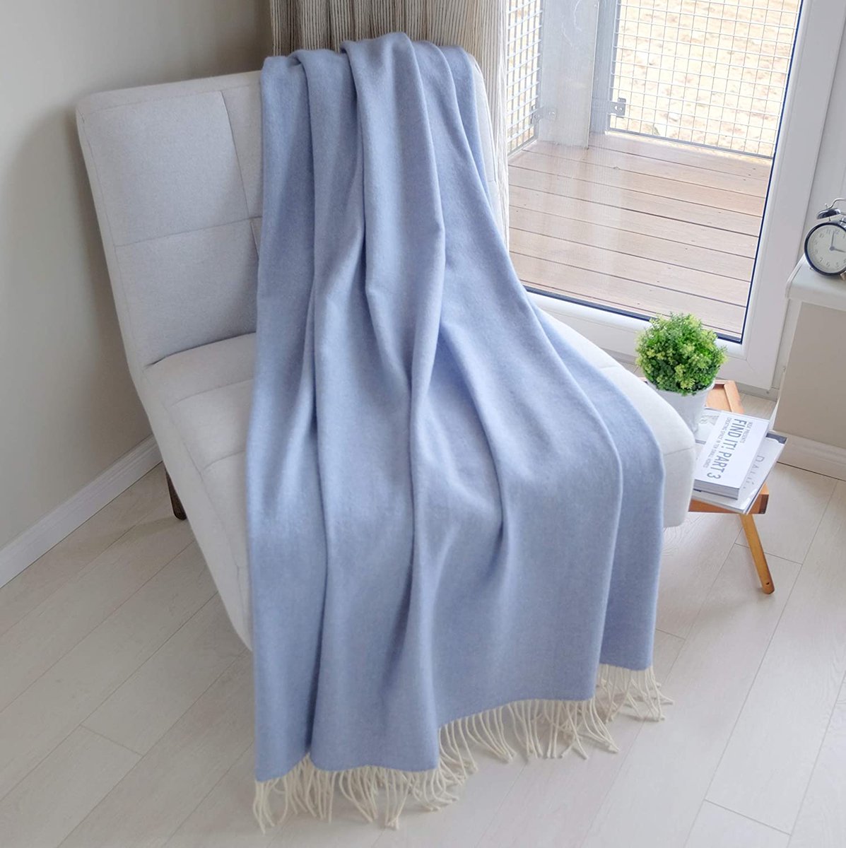 Linen & Cotton Stonewold Woonkamer Deken – Warme Dekentje – Sofa Deken – Winter Deken Blauw