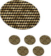 Onderzetters voor glazen - Rond - Patronen - Goud - Zwart - Ruit - 10x10 cm - Glasonderzetters - 6 stuks