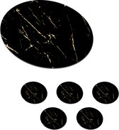 Onderzetters voor glazen - Rond - Marmer - Zwart - Goud - Luxe - 10x10 cm - Glasonderzetters - 6 stuks