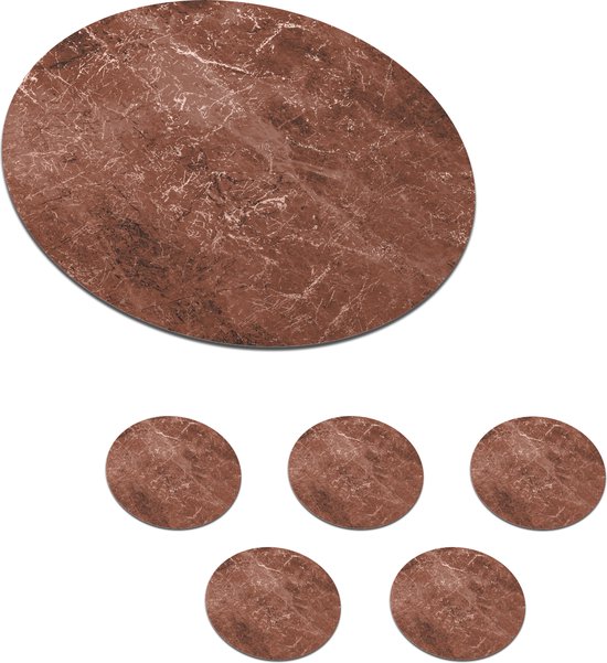 Sous-verres pour verres - Ronds - Marbre - Motifs - Rouge - 10x10 cm - Sous-verres - 6 pièces