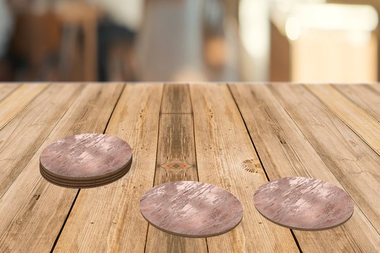 Sous- Sous-verres pour verres - Ronds - Imprimé marbré - Rosé - Or - 10x10 cm - Sous-verres - 6 pièces