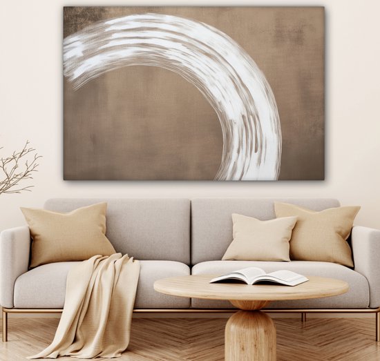 Peinture sur toile 120x80 cm - Peinture Décoration murale - Marron - Japandi - Décoration murale murale salon - Décoration chambre - Accessoires de chambre - Peintures sur toile