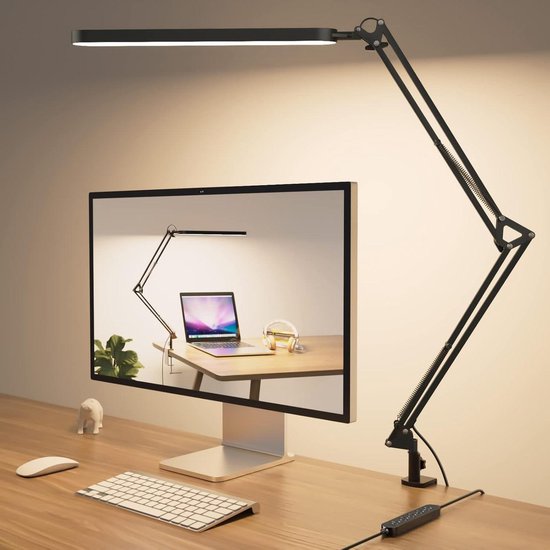 Foto: Staypowered led monitorlamp perfect voor oogcomfort en productiviteit glansvrij traploos dimmen 5 kleuren geheugenfunctie geschikt voor elke monitor ruimtebesparend ontwerp zwart levering sneller dan aangegeven 