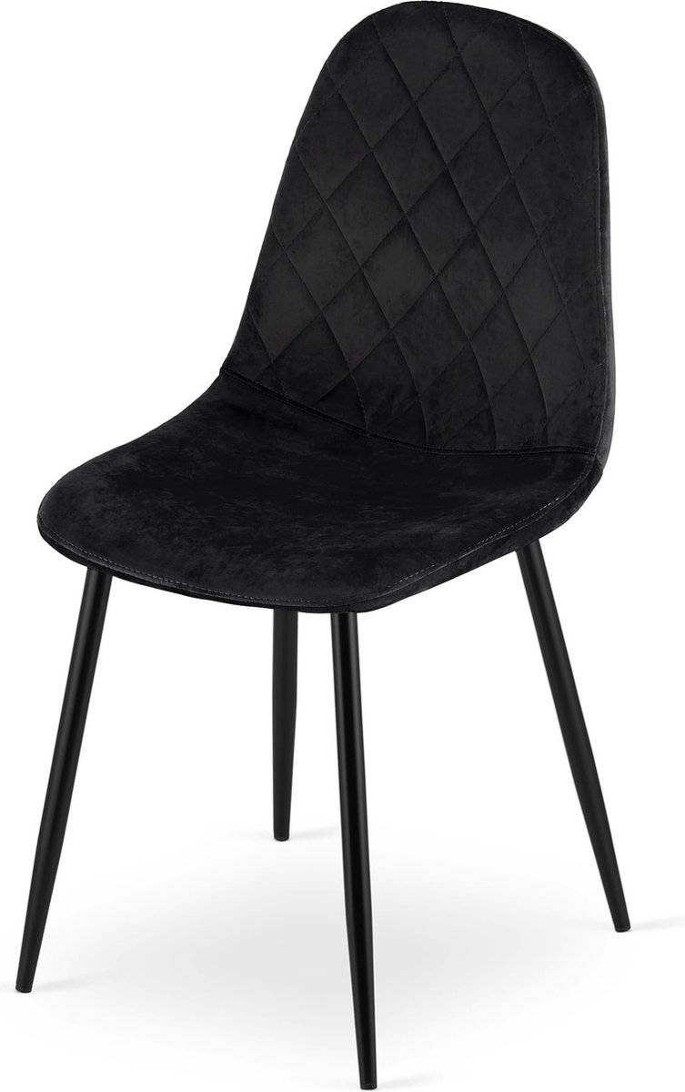 LEOBERT Stoel ASTI - Zwart, Velvet Zitting, Modern Design, Ergonomische Metalen Poten, Geschikt voor Woonkamer, Bibliotheek, Kantine en Kantoor, Max. 120 kg