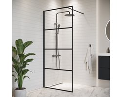 Badplaats Douchewand Essos 90 x 200 cm - Zwart – Inloopdouche 8 mm Veiligheidsglas