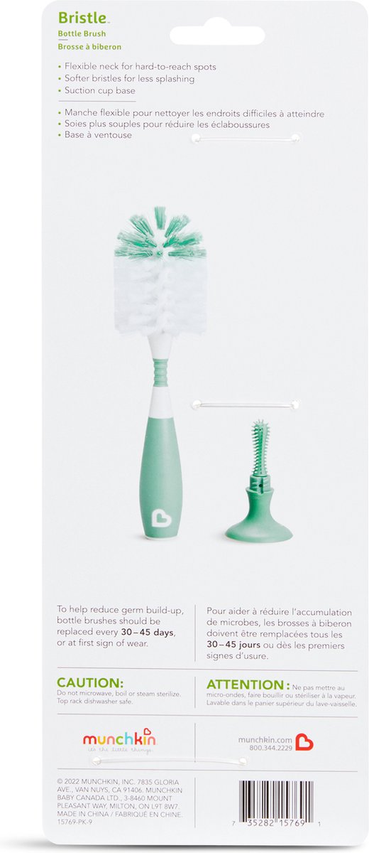 Munchkin flessenborstel - Bristle - Flessenborstel - Schoonmaakborstel - Met Zuignap - Fles en Speen Borstel - Groen van Merkloos — afbeelding 3
