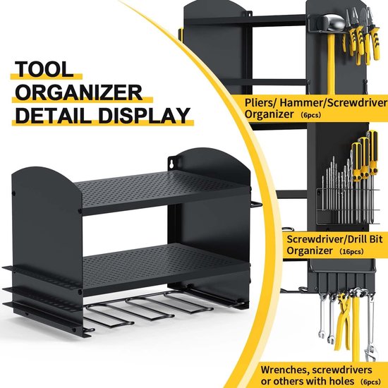 Bunker Gereedschapswagen/werkbank met achterwand (leeg) - 10 lades - grijs - 08242 | Hevu Tools