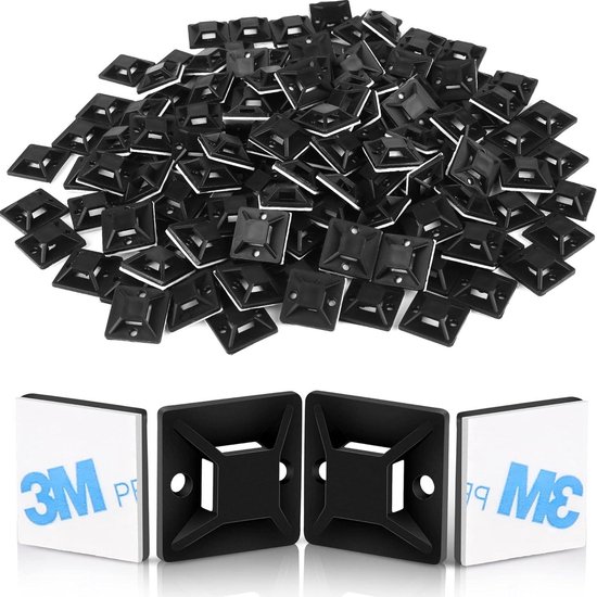 Veelzijdige zelfklevende kabelclips Draadclips Houders Pakket van 50 (16 mm, Zwart