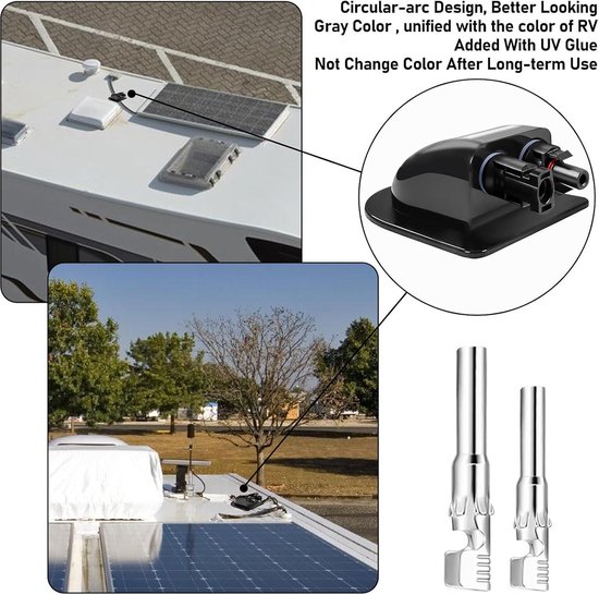 Dubbele Dakdoorvoer Voor Zonnepanelen – Waterdicht, 2 Stuks, Zwart ABS