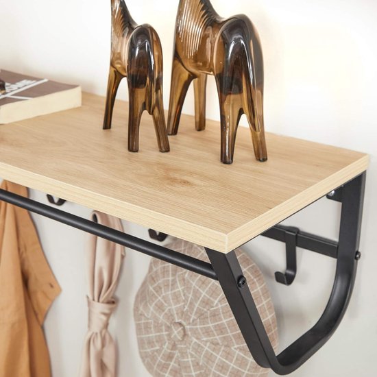 Porte-manteau mural avec étagère à chapeaux Veltro® - Porte-manteau - Étagère murale - Chêne clair