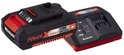 Einhell Power X-Change accu en oplader, zwart en rood.