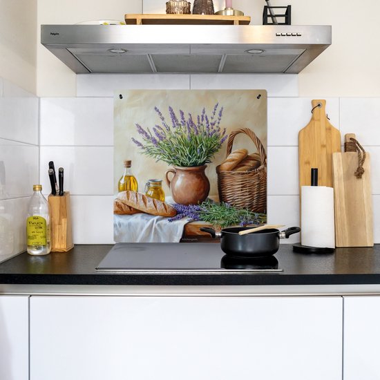 KitchenYeah® Protection plaque induction 78x78 cm - Lavande - Pain - Nature morte - Vintage - Protege plaque de cuisson - Couvre plaque induction - Protecteur d'induction - Cuisine