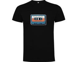 Zwart T-Shirt met “Kleurrijke Timeless Tunes Timeless Times - Casetteband – Jaren 80 – Good Vibes – Muziek “ Print Full Color Maat M