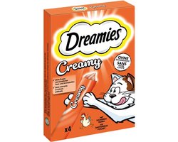 1x Catisfactions - Dreamies - Creamy Kip - 4x 10gr - Katten snack - Traktatie - Katten snoepjes - Crèmige textuur